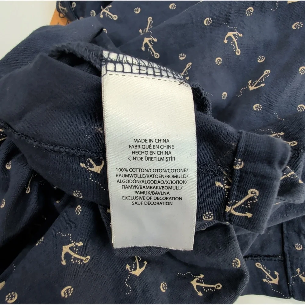 Ralph Lauren Polo Shirt Mens Large Navy Anchor Print Pocket R67 Nautical Preppy